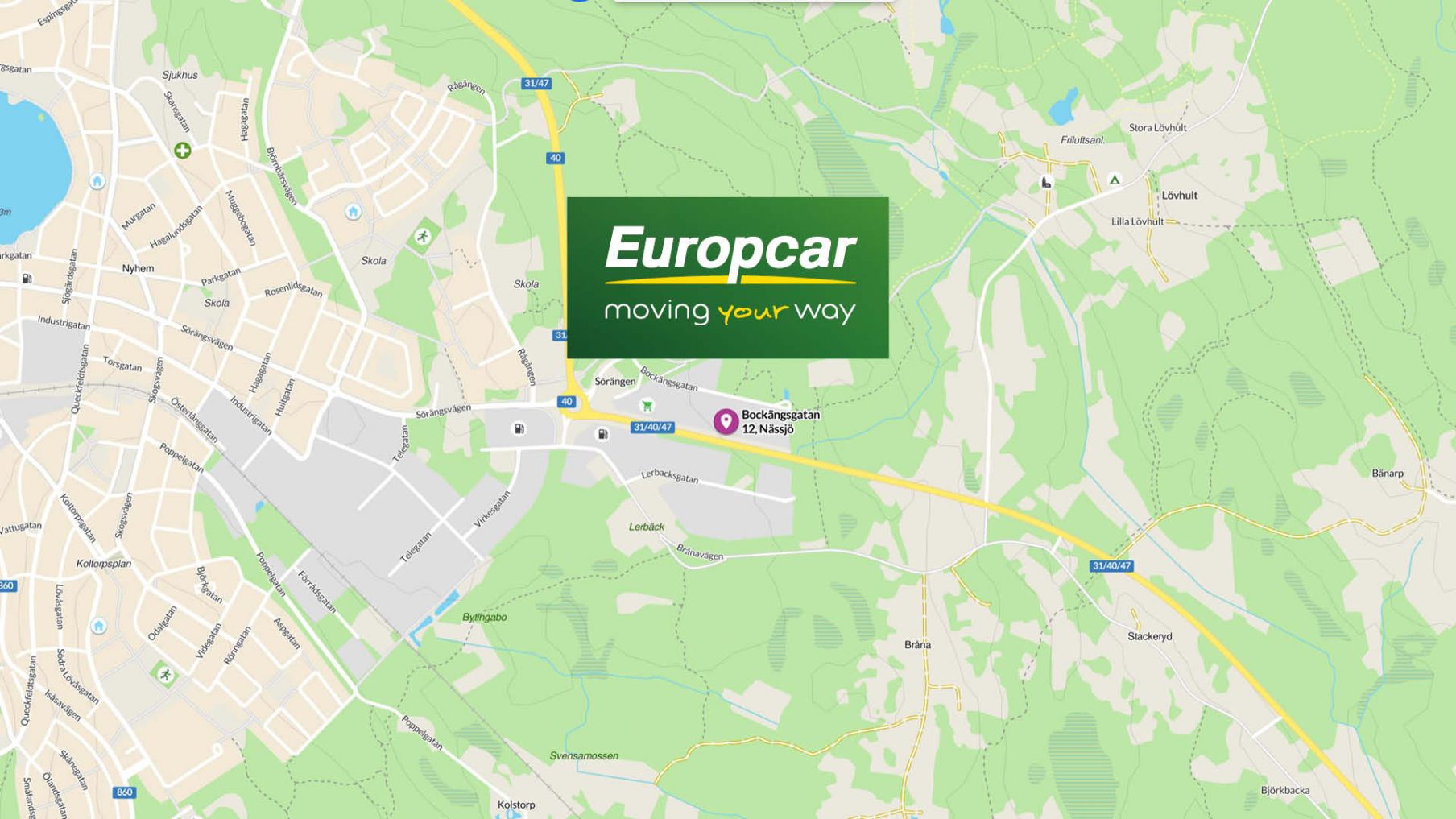 Karta Europcar Bockängsgatan 12 1808X1017